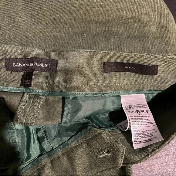 Banana Republic Pants Women’s 2 Green Sloan Chino Regular Flat Front Buttons - Picture 5 of 8